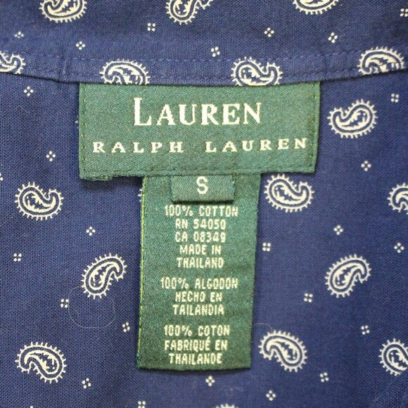Lauren Ralph Lauren Women's Long Sleeve Button Up Top Navy Paisley Print Small - Picture 11 of 11